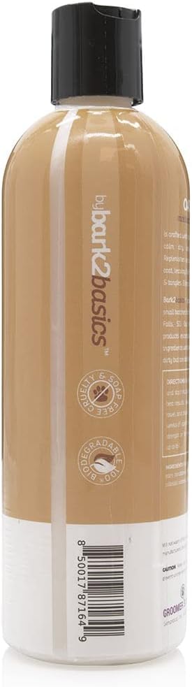 Bark2Basics Oatmeal Dog Conditioner being applied to coat for detangling