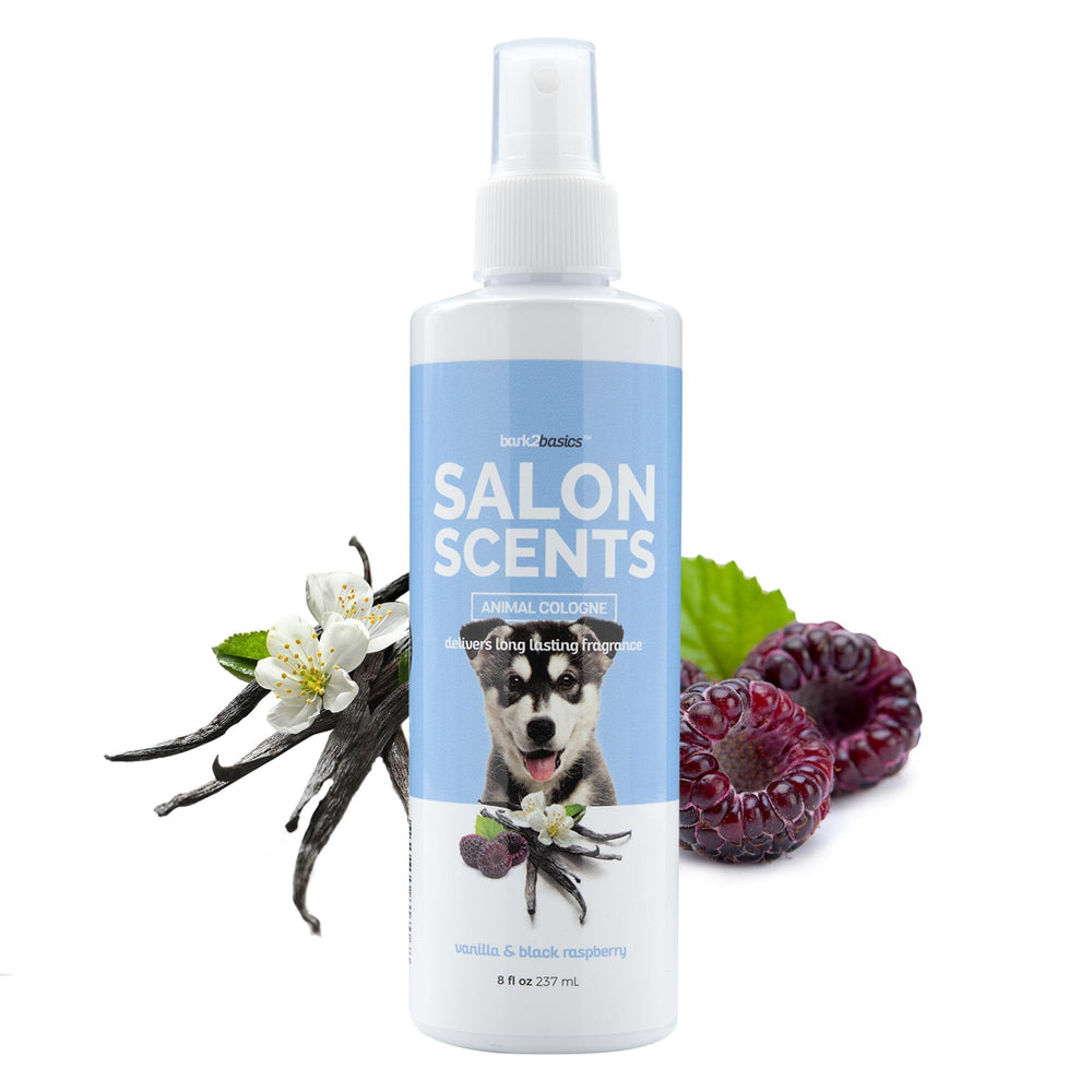 Bark2Basics Salon Scents vanilla black raspberry bottle for long lasting freshness after baths