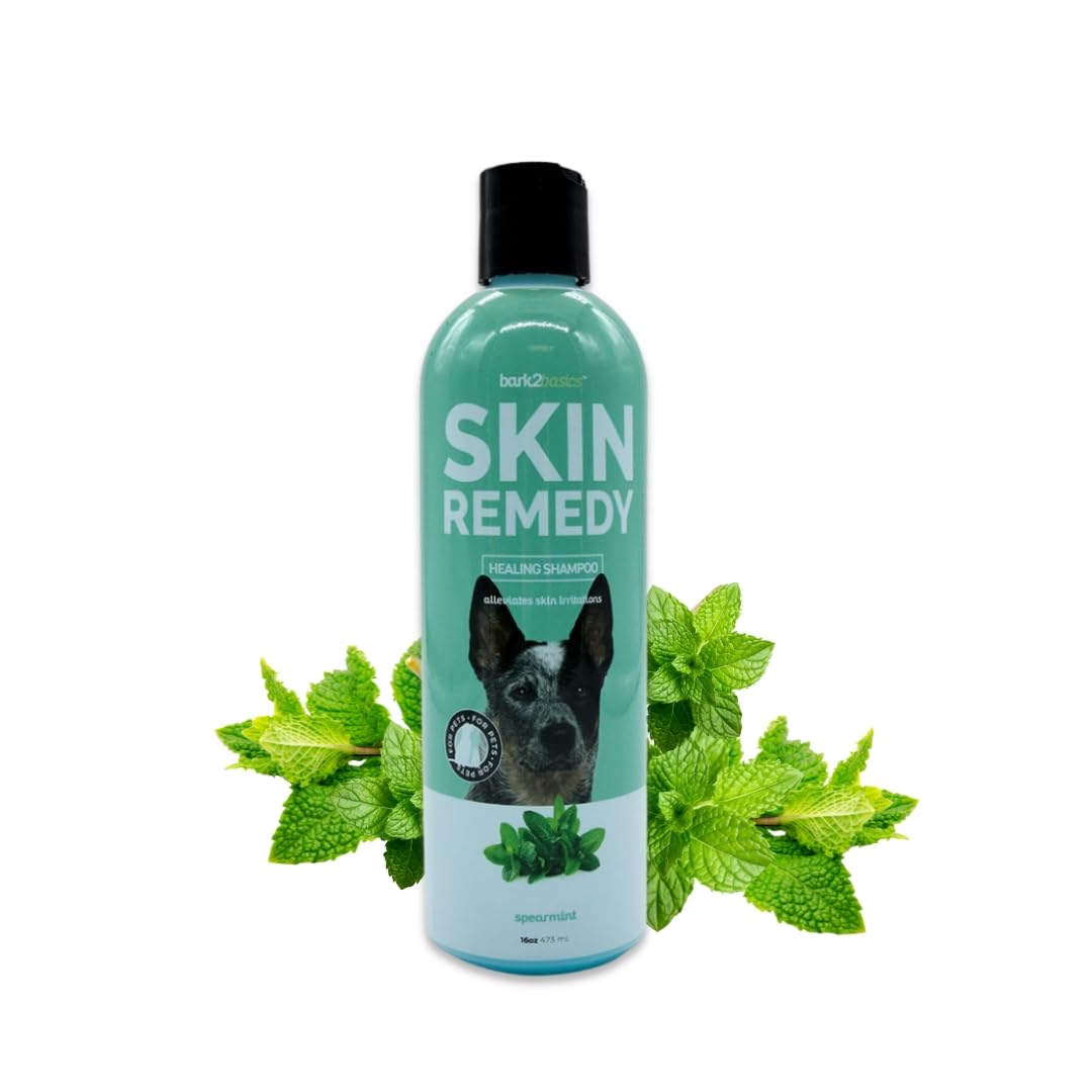 Bark2Basics Skin Remedy dog shampoo bottle front calms irritated skin with red algae CTAB