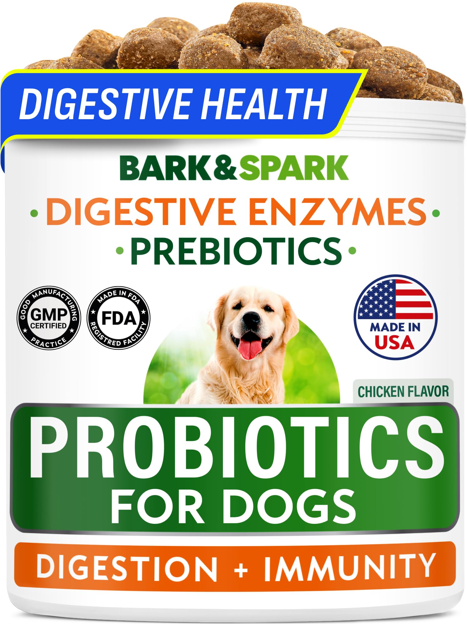 BARK&SPARK probiotics for dogs chicken-chews aiding gentle digestion