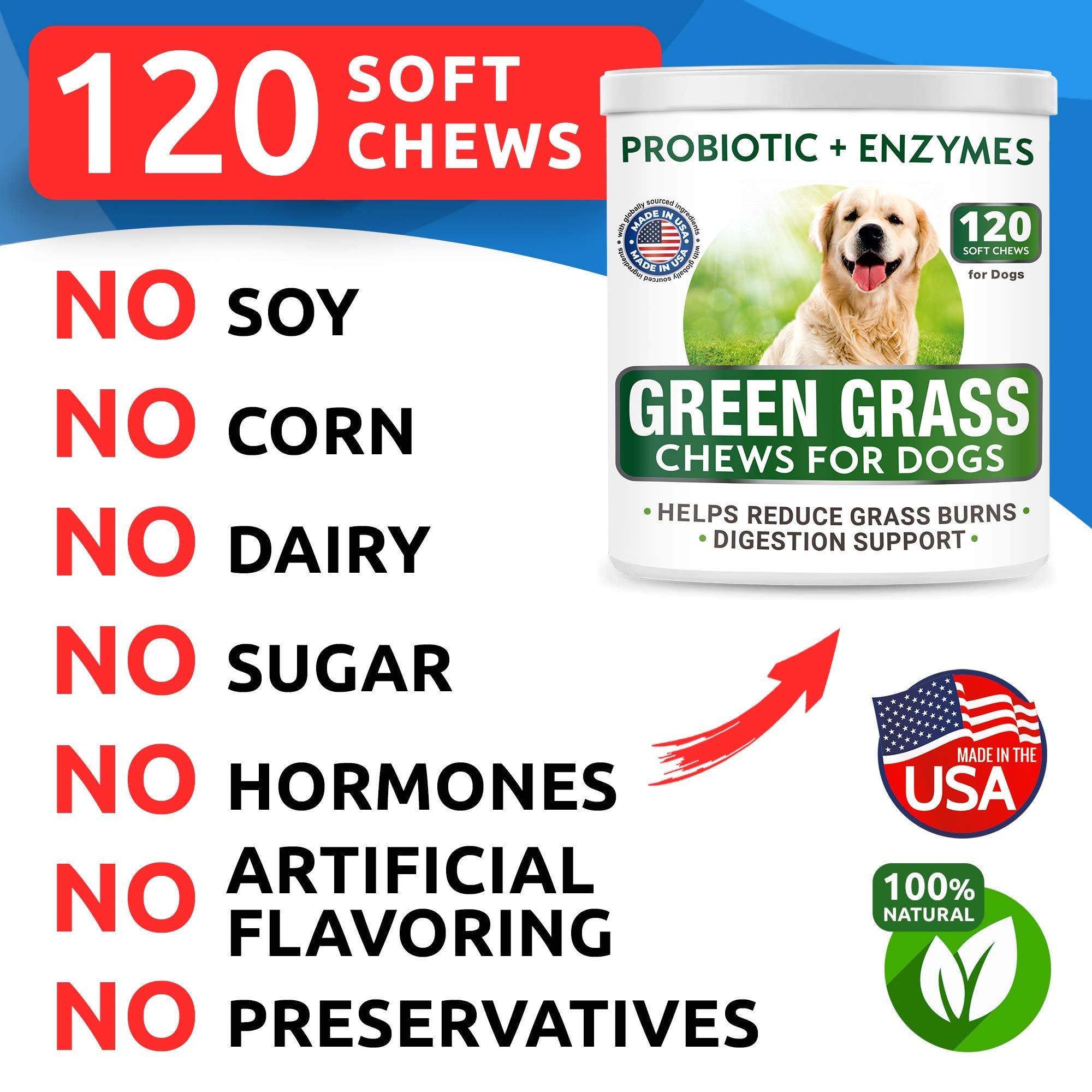 BARK&SPARK USA-made 120 chews communicates trusted, American-made quality