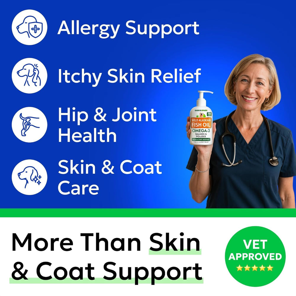 BARK&SPARK wild alaskan salmon oil liquid emphasizes EPA+DHA for joint comfort.