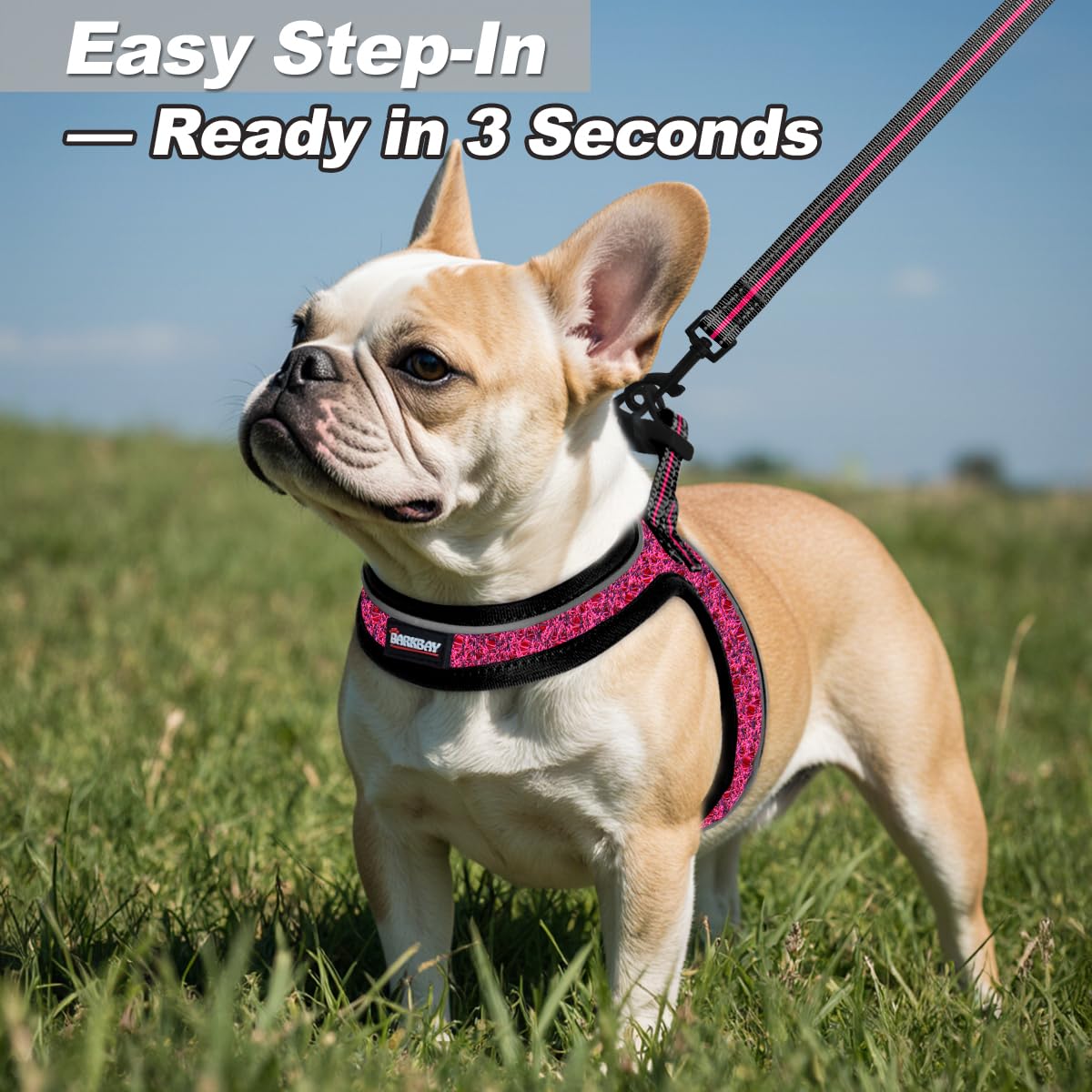 BARKBAY adjustable-strap harness XXS pink, ensures snug comfortable fit