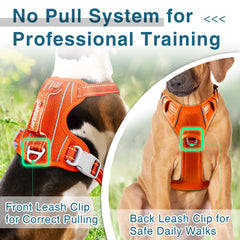 BARKBAY orange harness reflective strips aid night visibility during evening strolls.