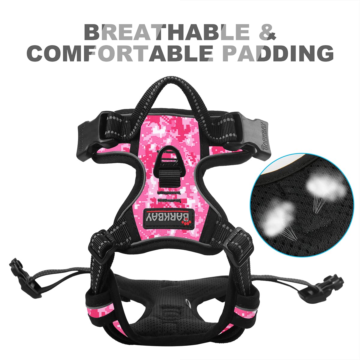 BARKBAY Four-point adjustable harness ensures near-custom fit for large dogs