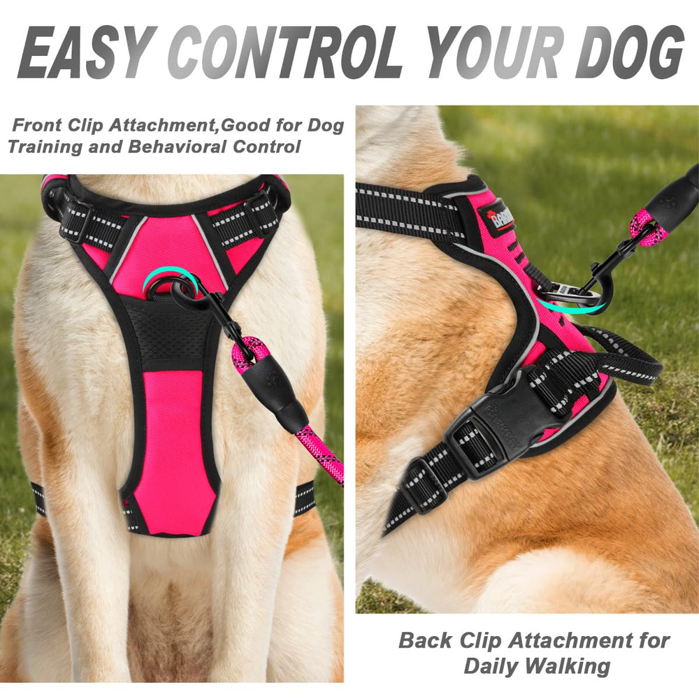 BARKBAY No Pull Harness back-attachment point metal for secure leash options.