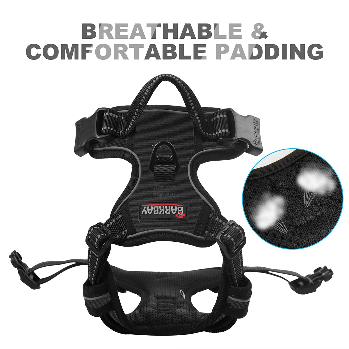 BARKBAY No Pull Harness top lift handle for quick, safe control.
