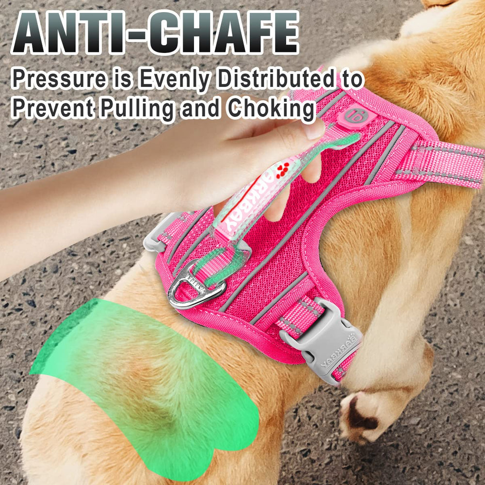 BARKBAY ID tag pocket on pink harness for added security
