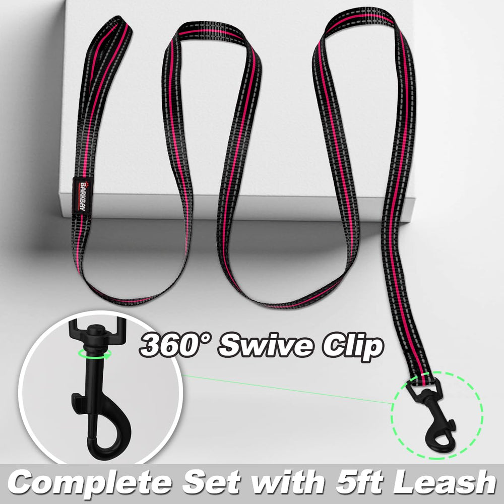 BARKBAY night-visibility leash pink, complements step-in set for dark walks