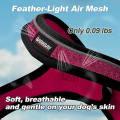 BARKBAY no-choke front panel harness pink, supports natural breathing