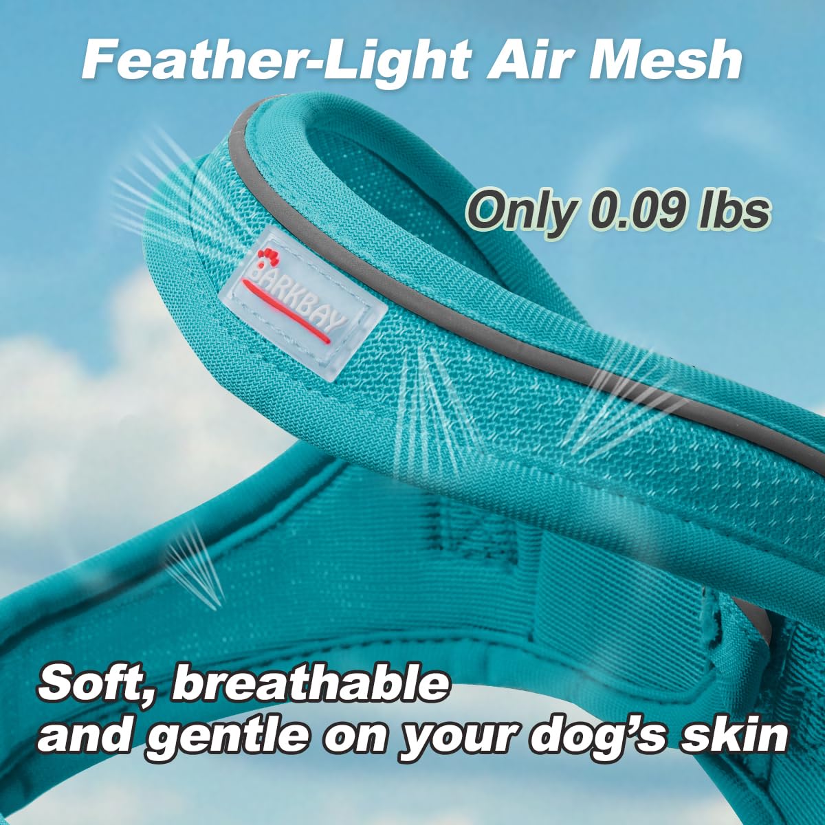 BARKBAY no-choke front panel harness emphasizes natural movement and neck relief