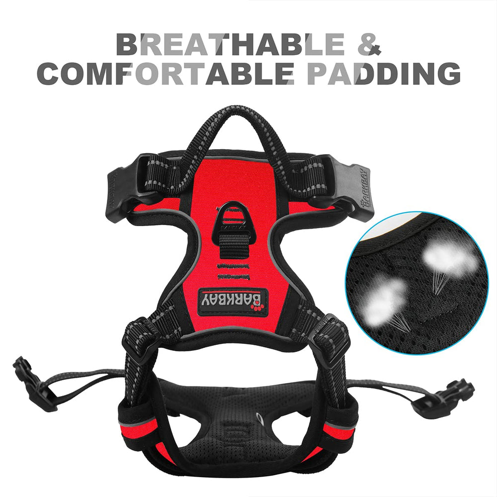 BARKBAY No Pull Harness heavy duty nylon red designed for long lasting durability
