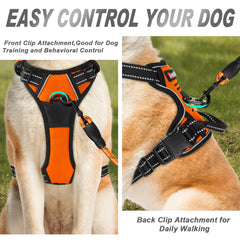 BARKBAY No Pull Harness orange side view showing adjustable fit for large dogs