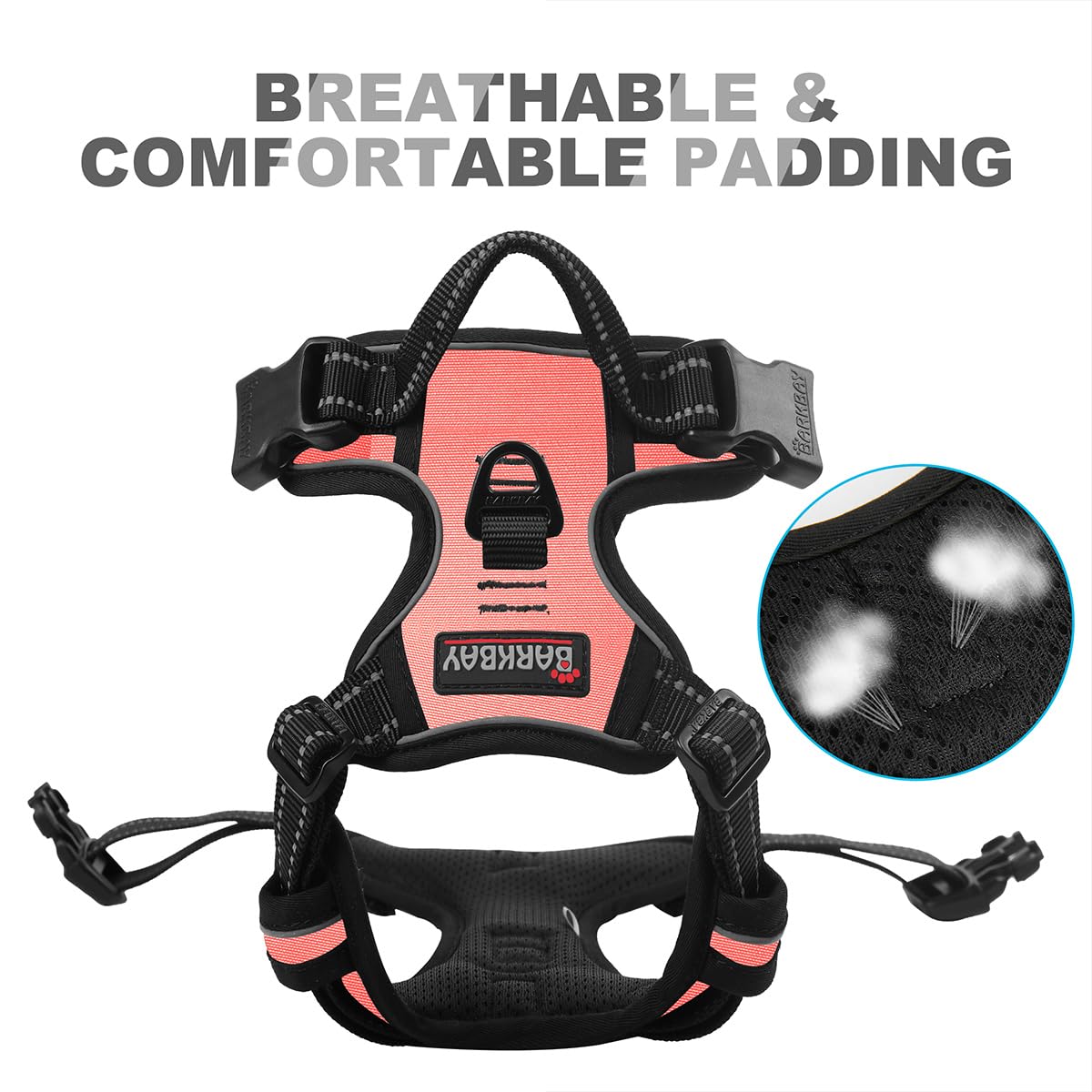 BARKBAY No Pull Harness top lift handle adds quick safety control.