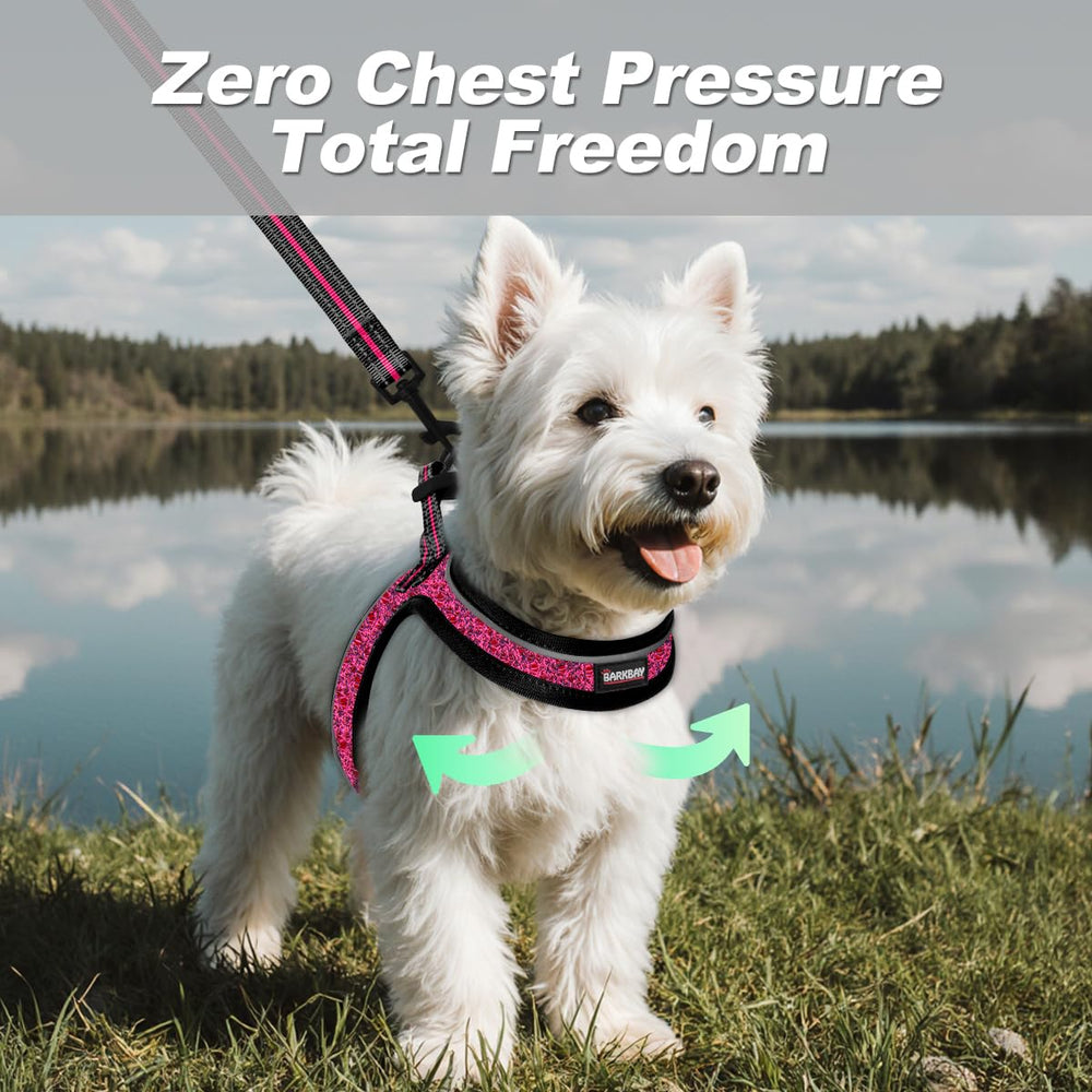 BARKBAY soft mesh harness XXS pink, breathable comfort during walks
