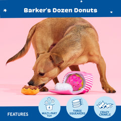 BarkBox Barker’s Dozen Donuts indoor-outdoor shot highlights treat-hiding for enrichment