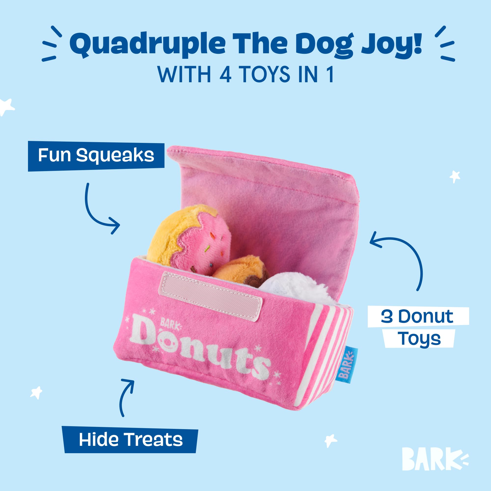 BarkBox Barker’s Dozen Donuts squeaker-donut engages dogs during play