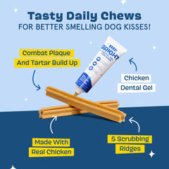 BarkBox Bright chew sticks close-up, designed to scrub teeth as dogs chew for fresher breath.