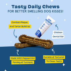 Closeup of BarkBox Bright dental stick ridges for scrubbing action