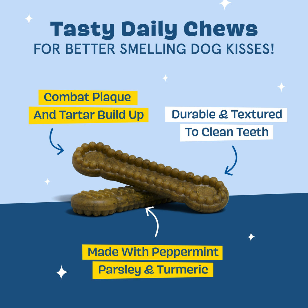 Barkbox Bright dental sticks pack 15 chews for medium dogs.