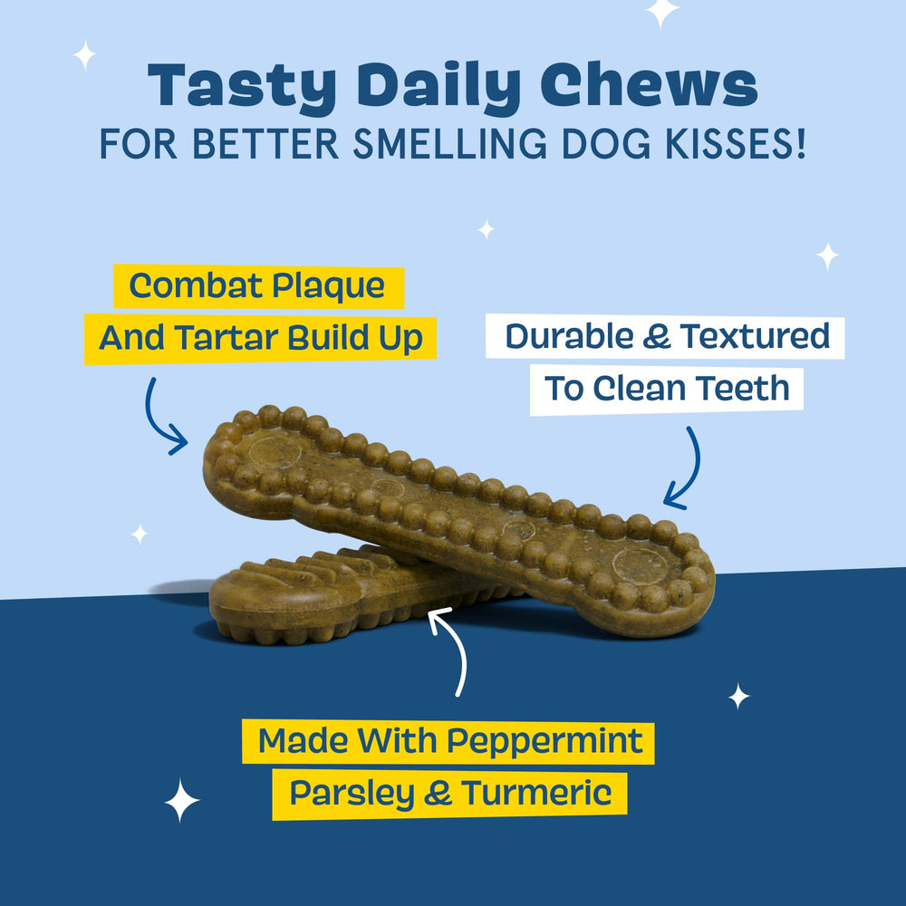 BarkBox Bright dental chews ridges closeup showing scrubbing ridges for cleaning action
