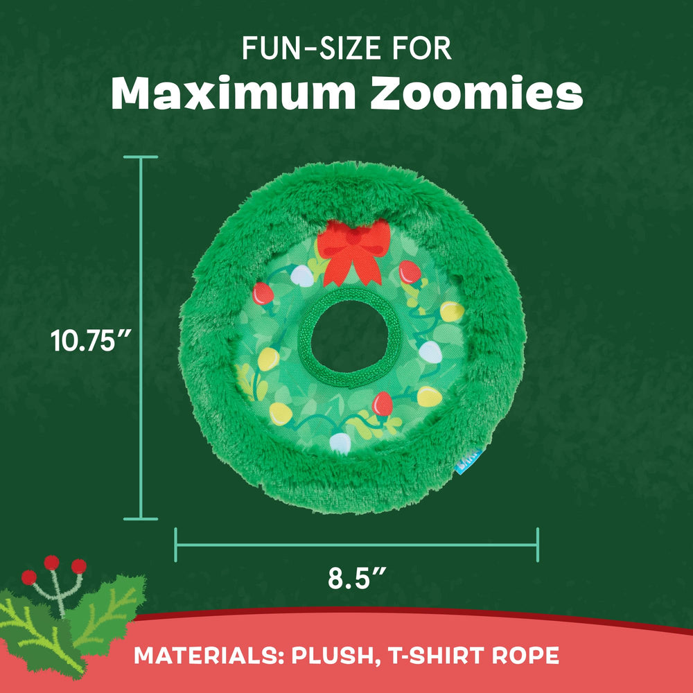 BarkBox Get Lit Wreath crinkle texture adds engaging sensory feedback during games.
