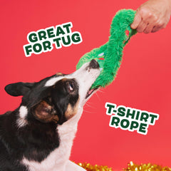 BarkBox Get Lit Wreath highlights durable t-shirt rope for tough yet gentle play.