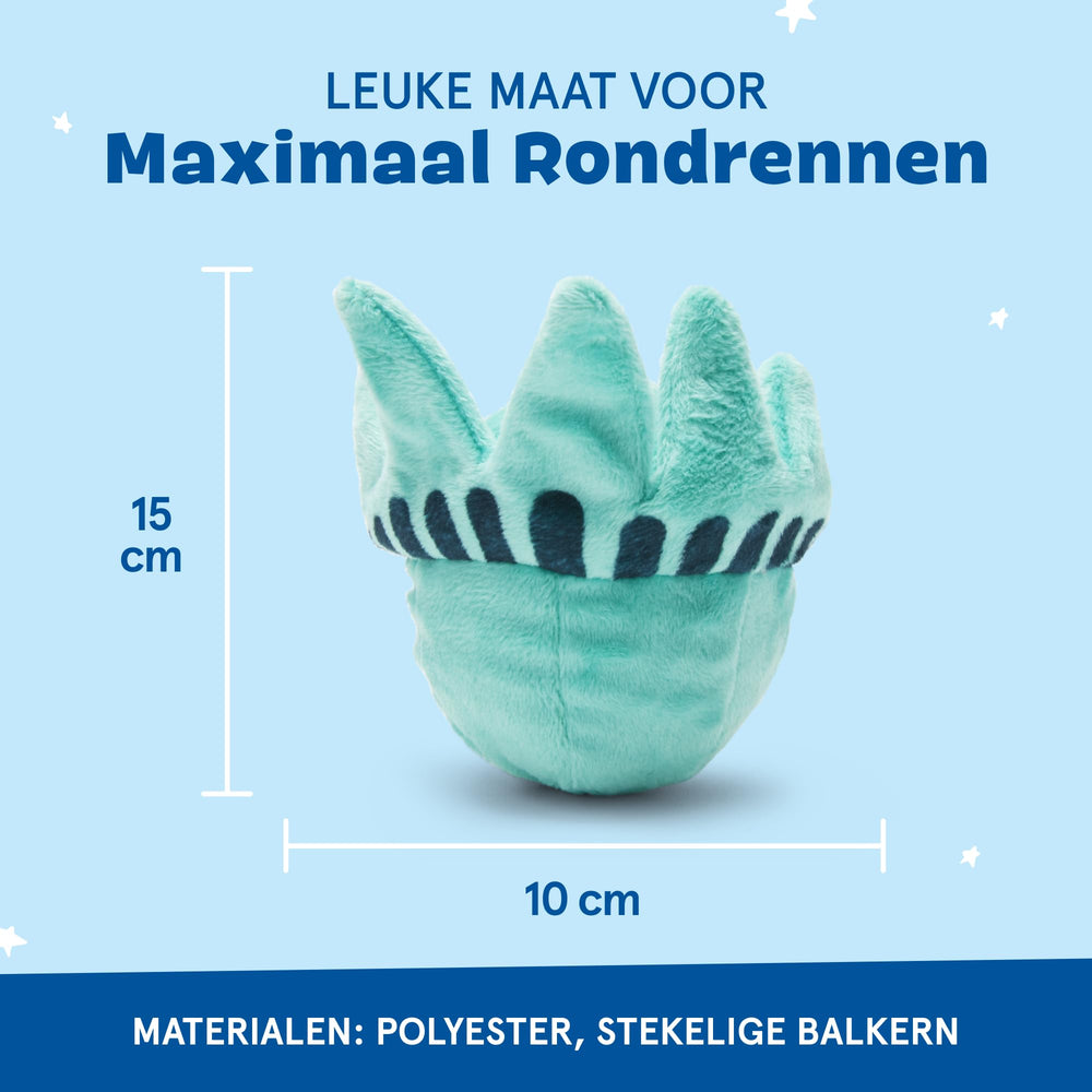 BarkBox Lady Liberty Ball plush close-up, non-toxic materials for safe chewing sessions.