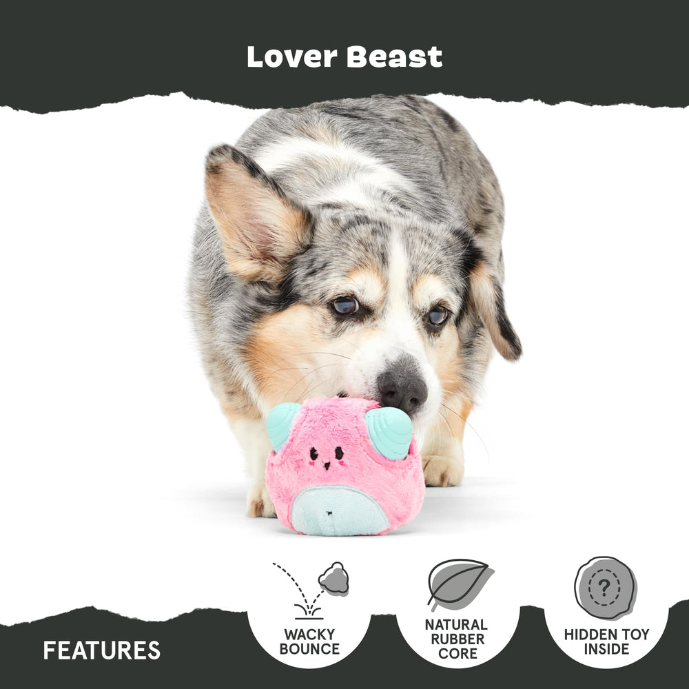 BarkBox Lover Beast squeaker inside sparks interactive play