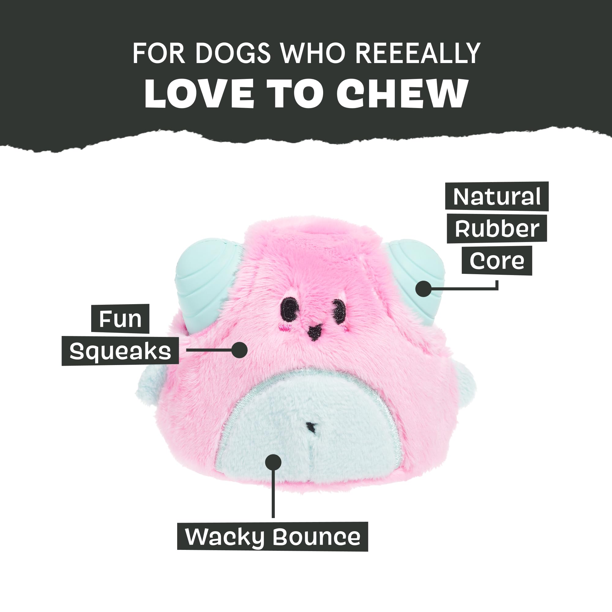 BarkBox Lover Beast rubber core delivers wacky bounce for active dogs