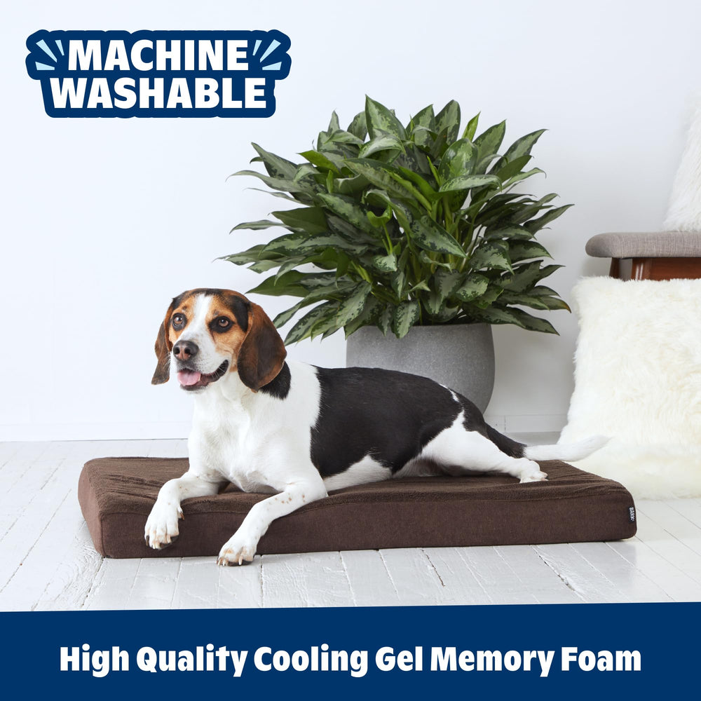 BARKBOX orthopedic bed large dog relaxing illustrates size options