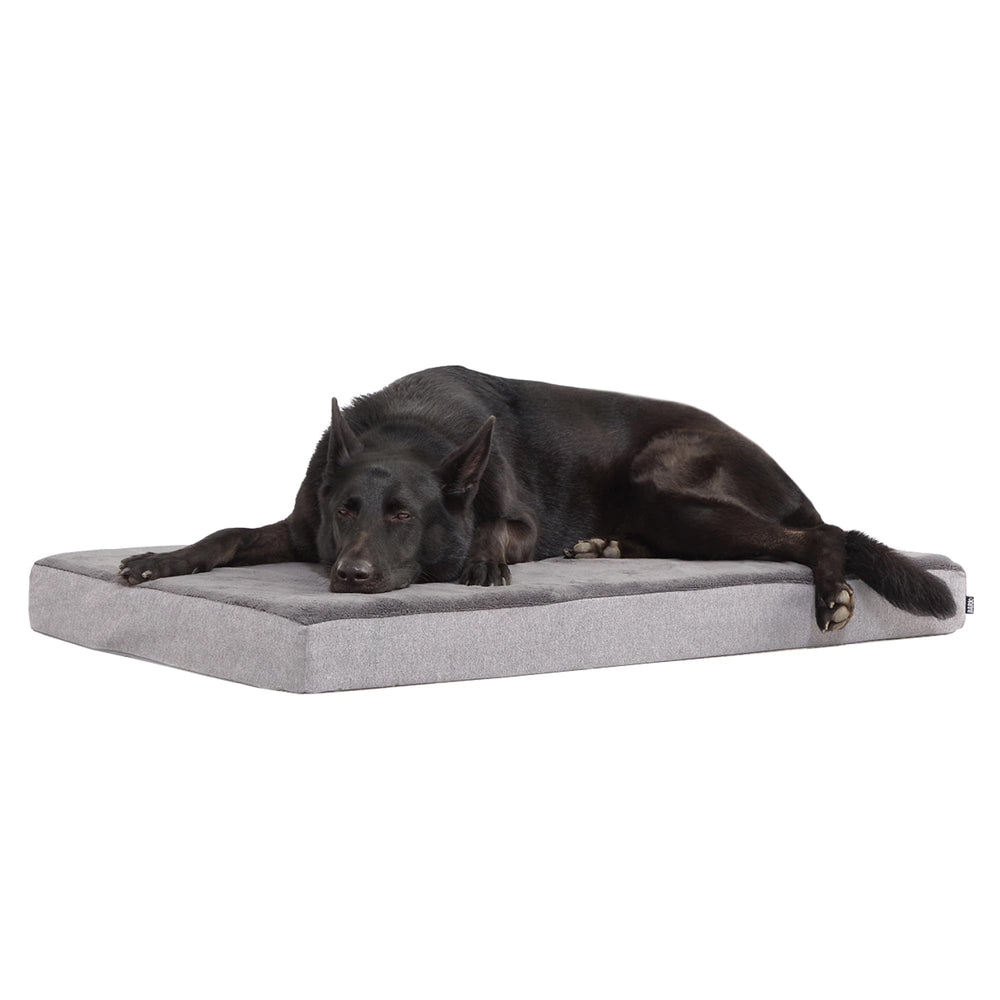 BarkBox orthopedic bed memory foam full view highlighting pressure-point relief for dogs