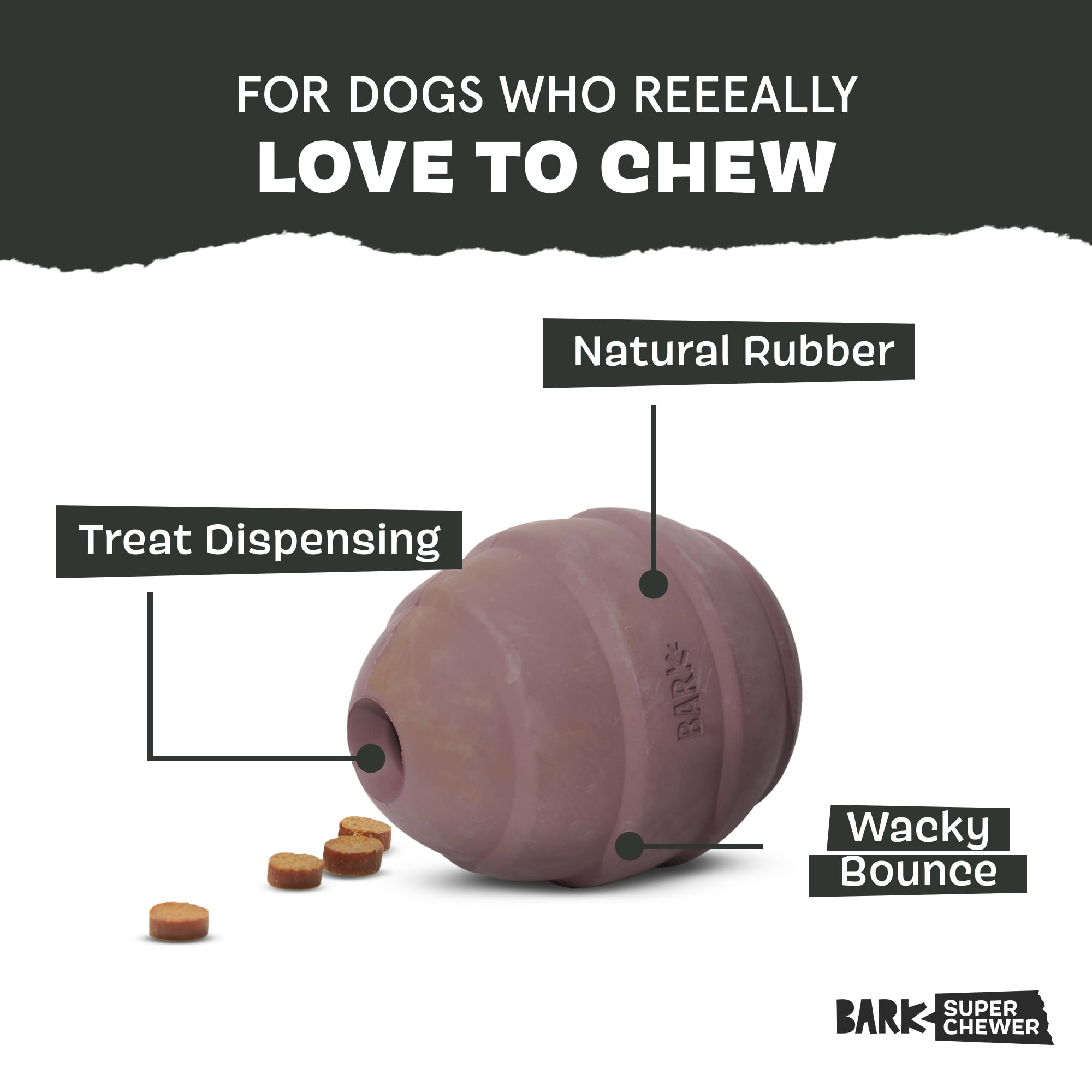 BarkBox Pine Cone treat-dispensing feature engages dogs during training sessions.