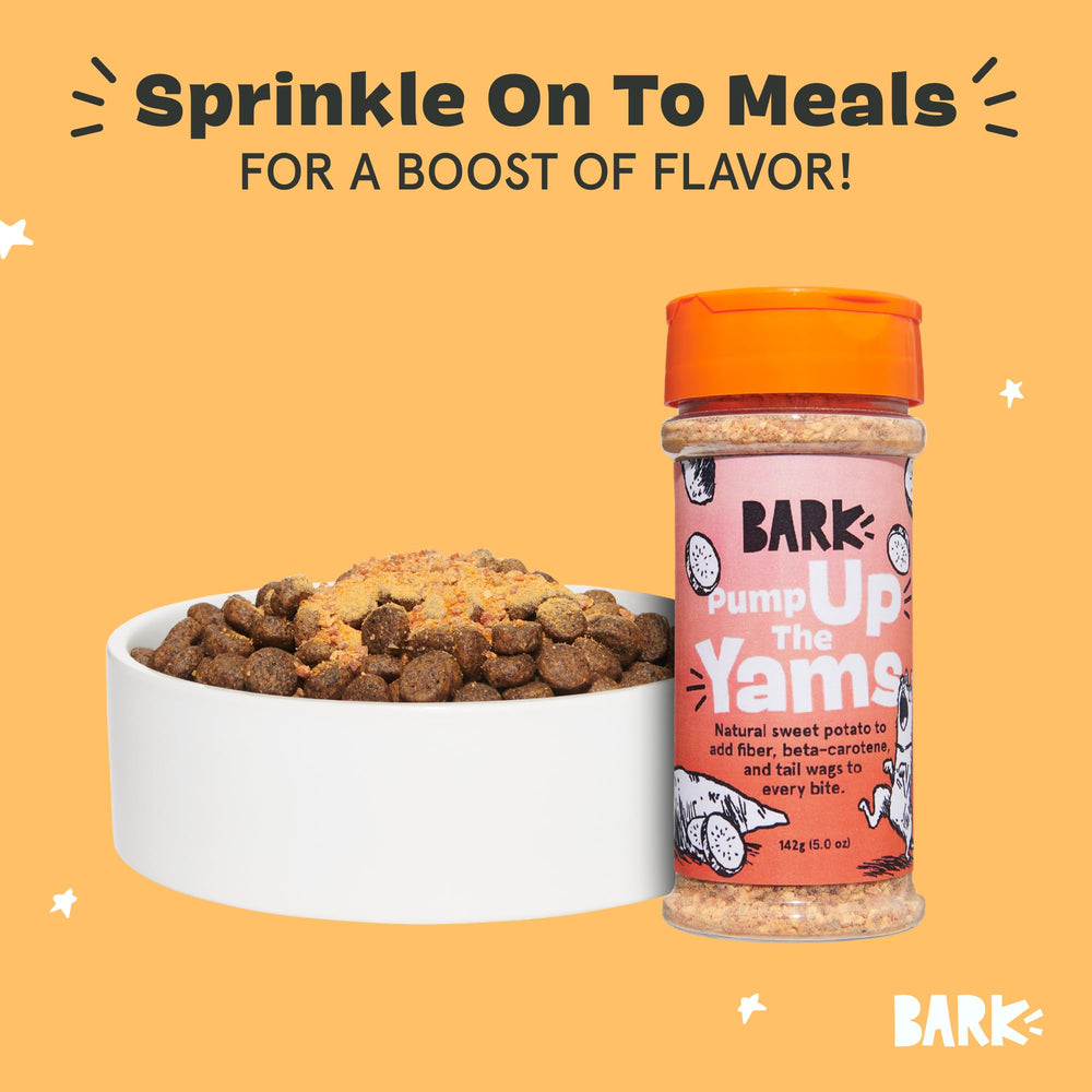 BarkBox Pump Up The Yams mealtime magic in a dog bowl
