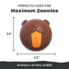 BarkBox Ricochet Nutria toy close-up rubber texture for safe chewing sessions.