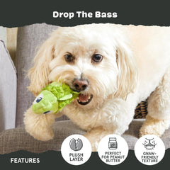 Barkbox Super Chewer Drop the Bass small action—rip-and-reveal for lasting engagement.