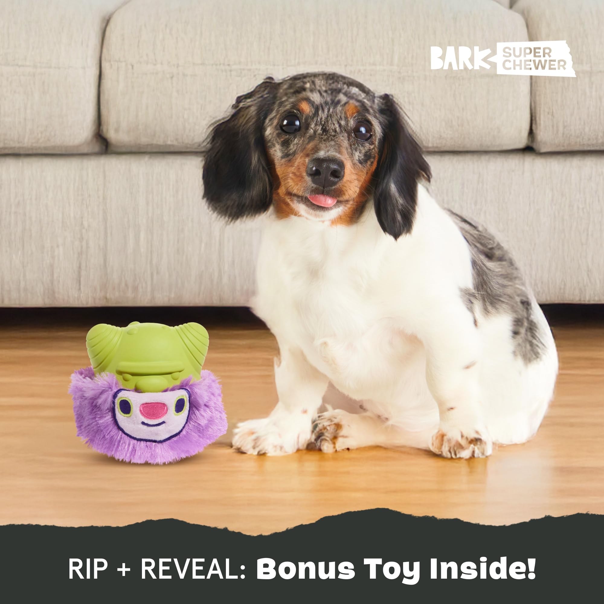 BarkBox Torbert Troll toy designed for small dogs to enjoy durable playtime.