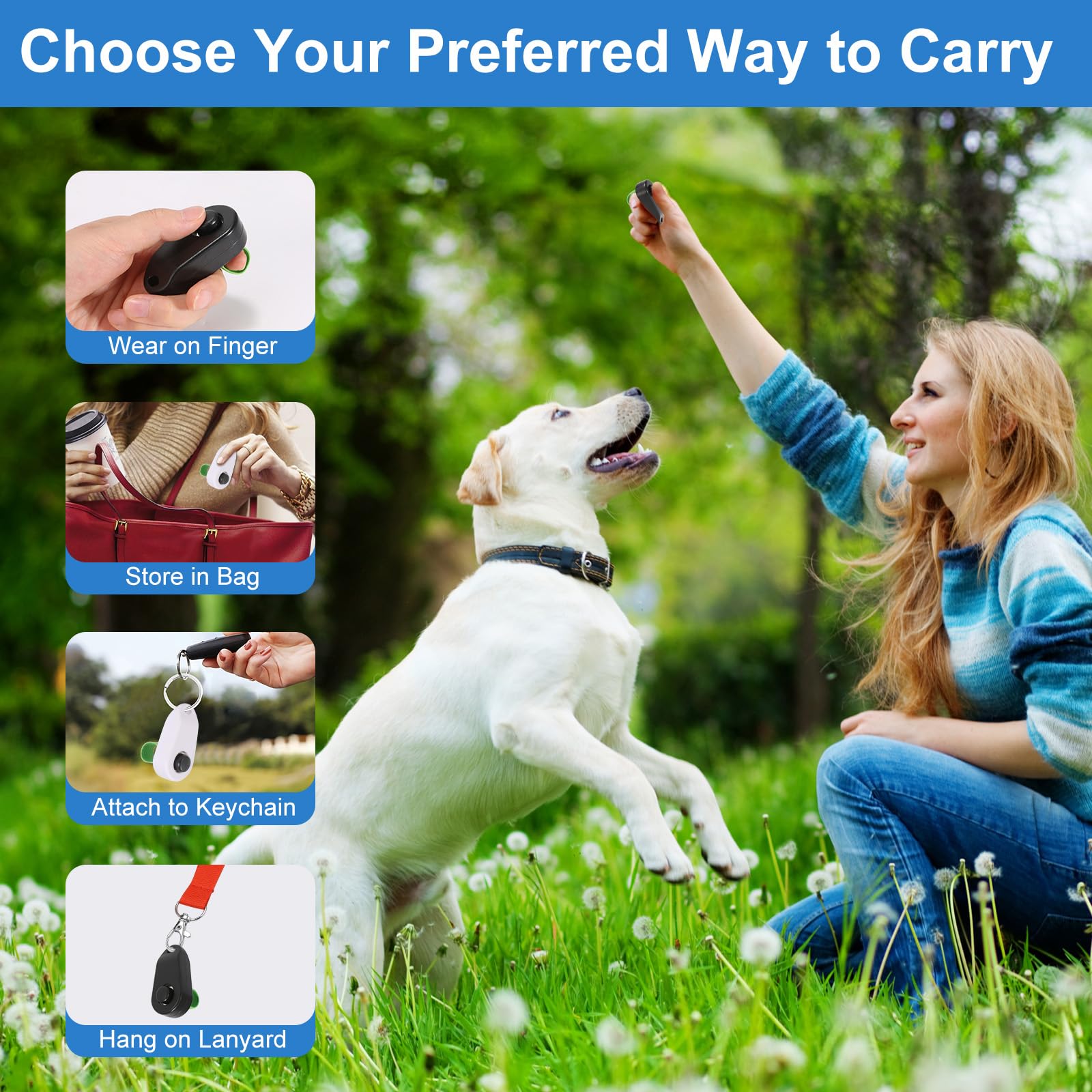 BARKIE clicker with keychain attachment keeps training tools ready