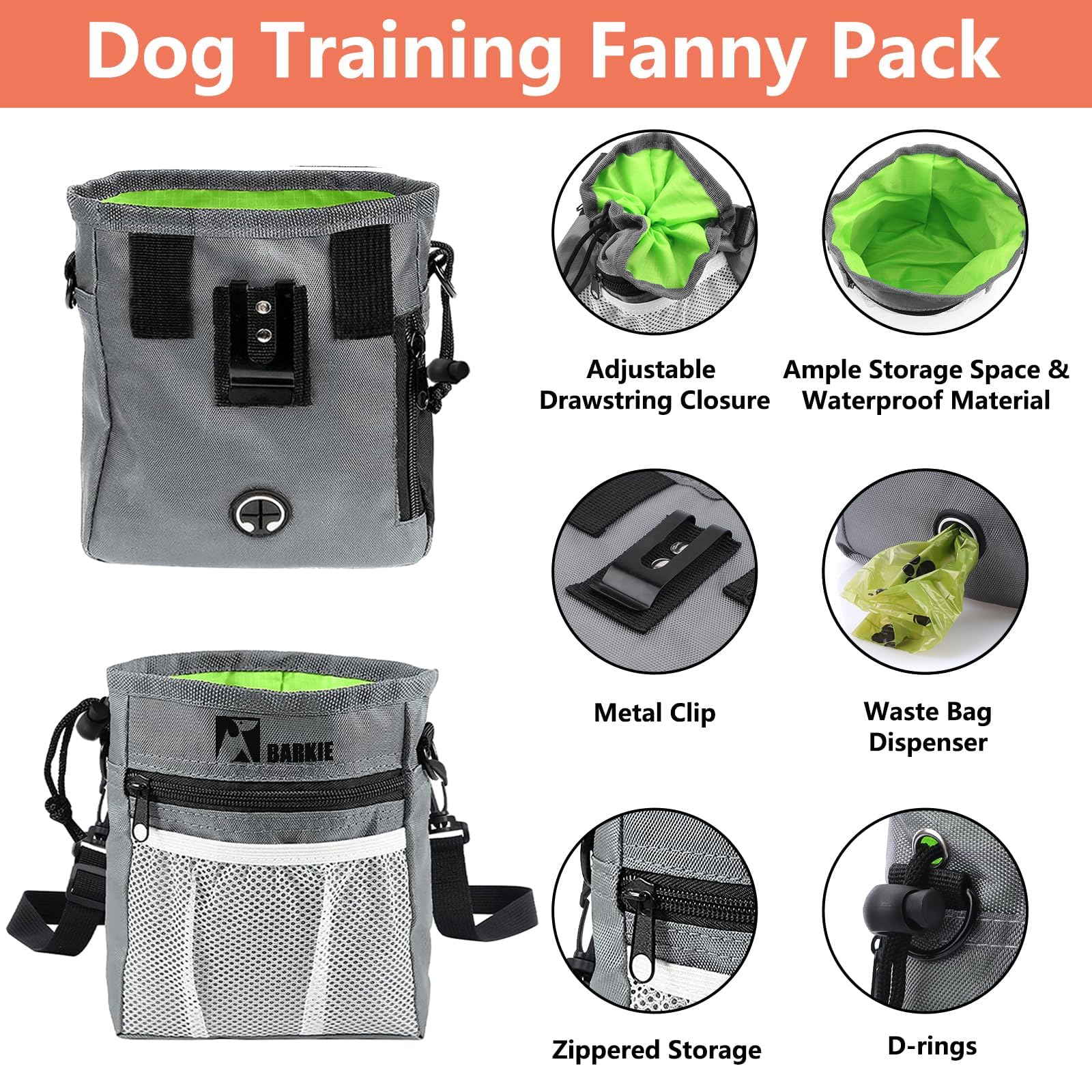 BARKIE treat pouch stays waterproof and easy to clean for rewards