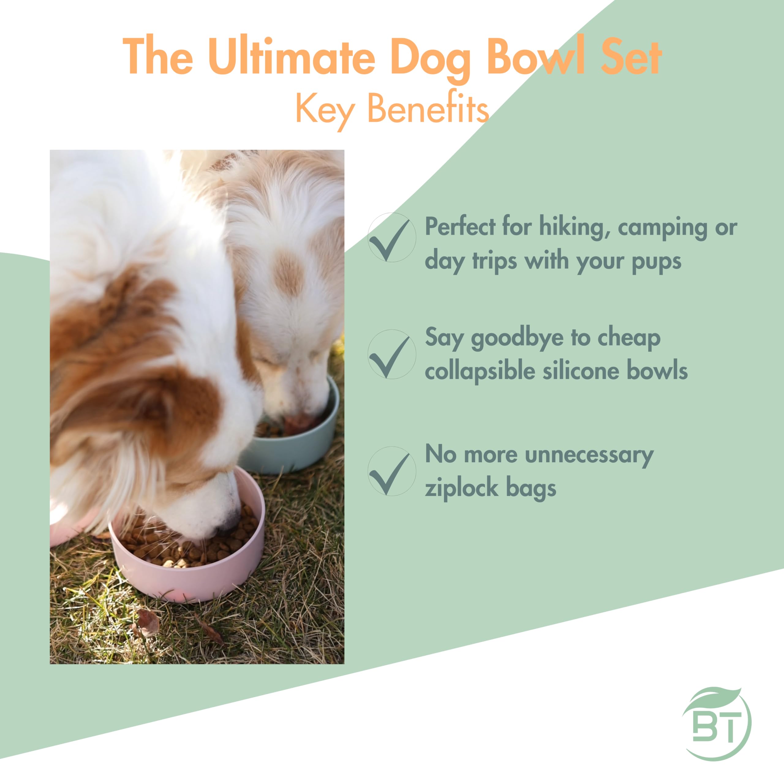 Barkin' Trails Travel Dog Bowls BPA-free plastic for safe travel.