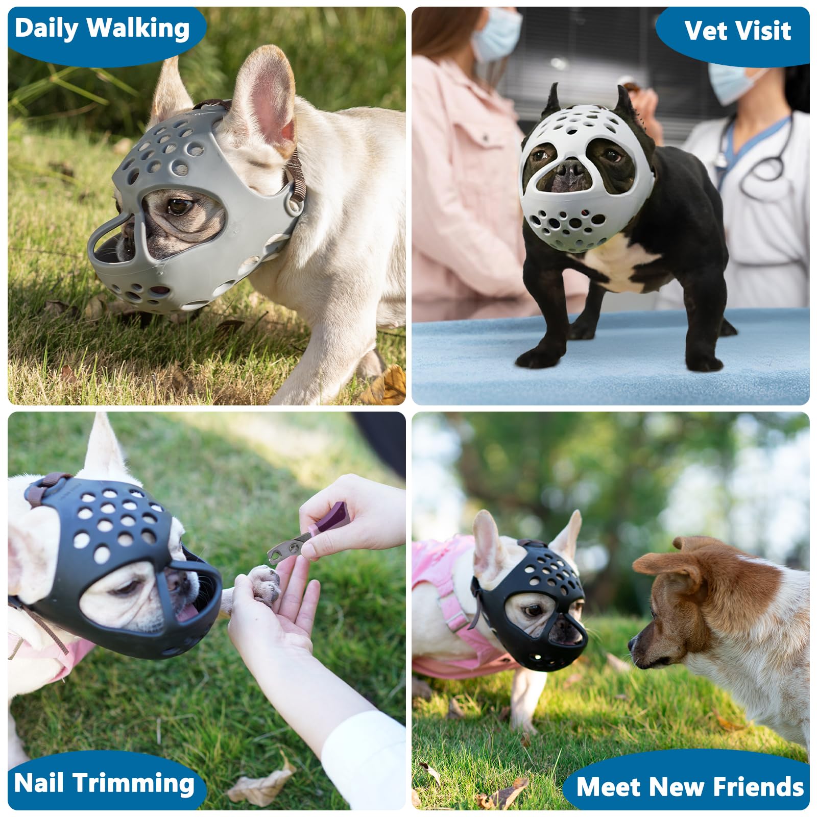 BARKLESS brachycephalic dog muzzle fitting guidance for proper fit.