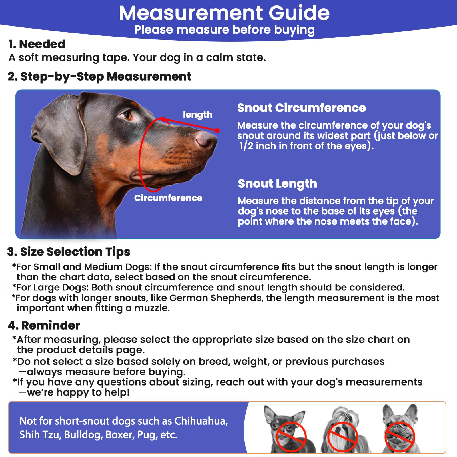 BARKLESS muzzle with secure collar loop for a snug fit