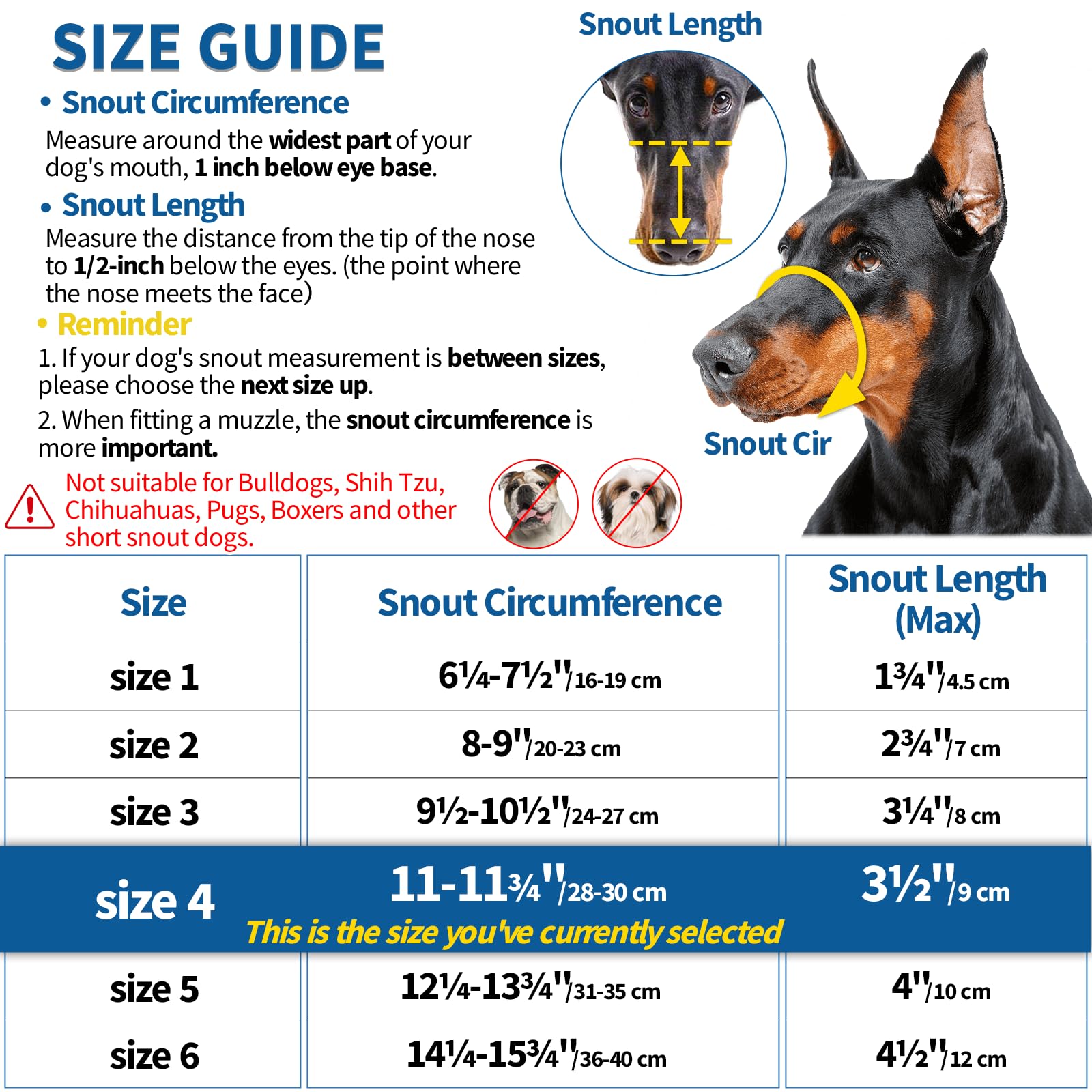 BARKLESS muzzle shows snout measurement for proper sizing.