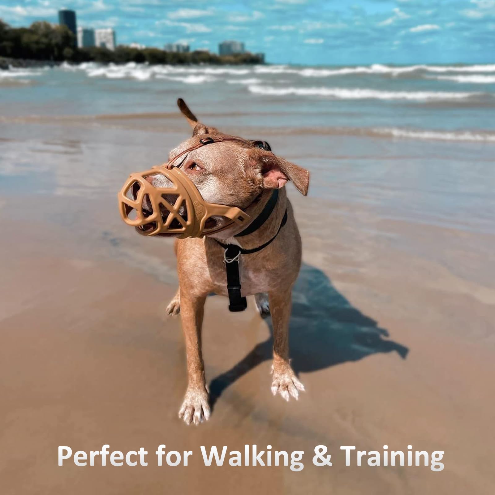 BARKLESS dog-muzzle-soft-material emphasizes gentle, comfortable wear.