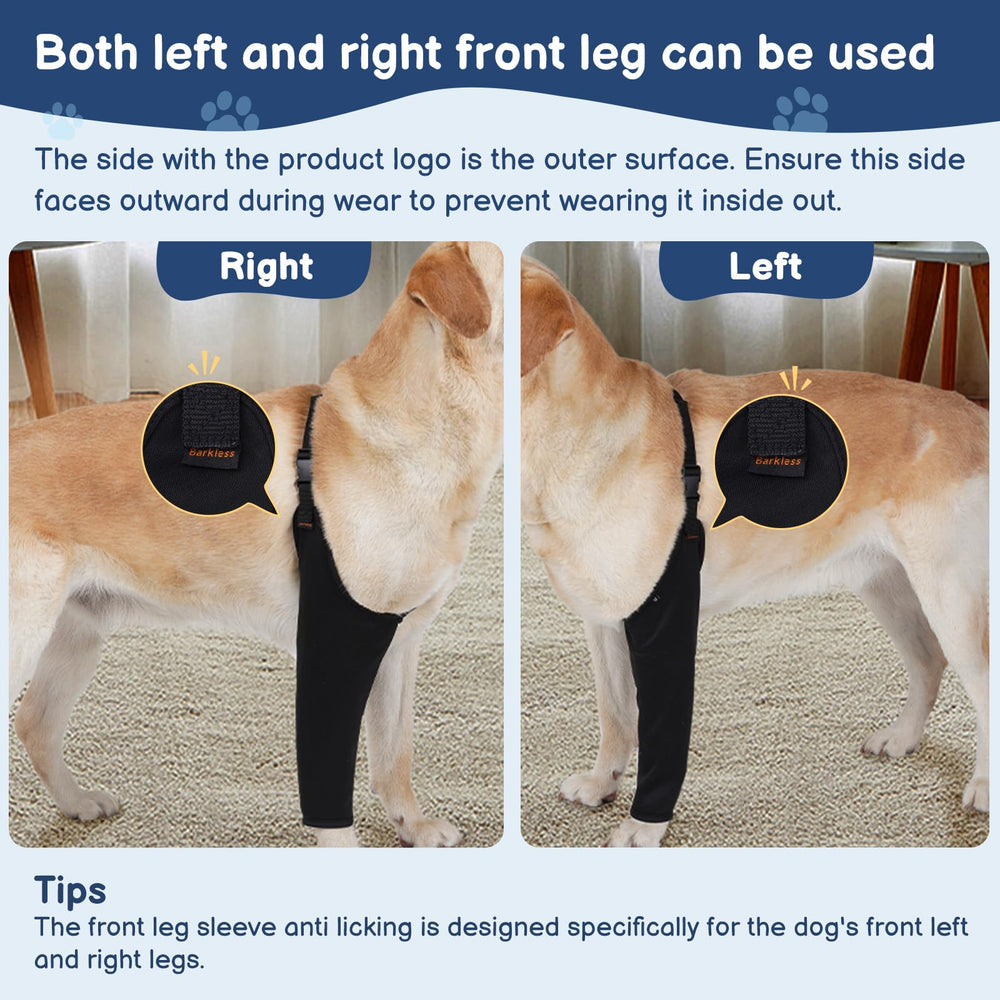 BARKLESS recovery sleeve with adjustable chest strap provides a secure, comfortable fit