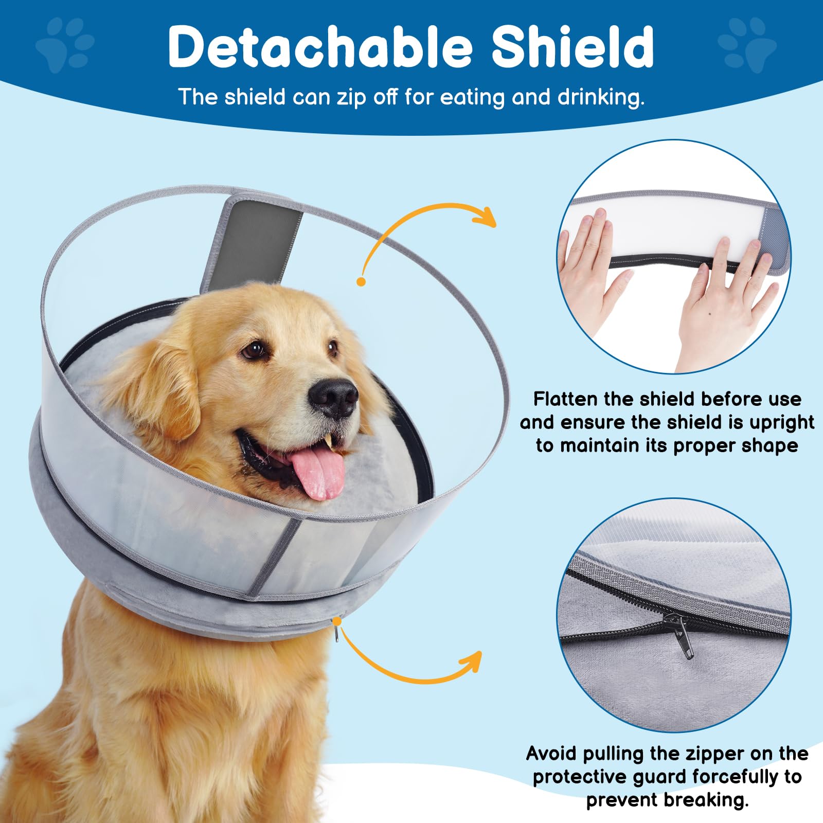 BARKLESS donut collar inflation guide illustrates easy reinflation for continued comfort