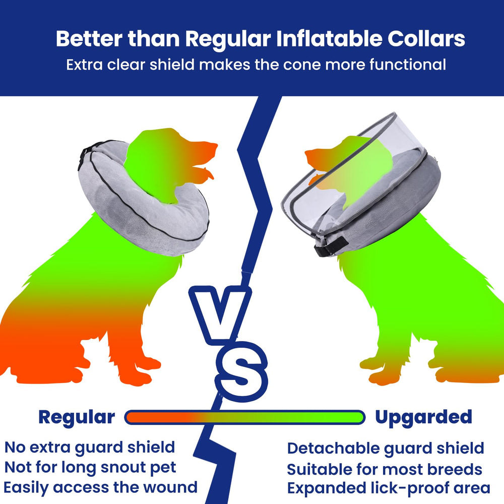 BARKLESS donut collar with detachable shield for flexible post-surgery protection