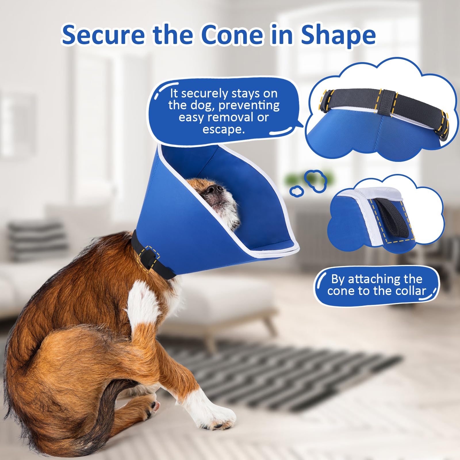 BARKLESS elastic-loop collar blue e-collar for secure staying