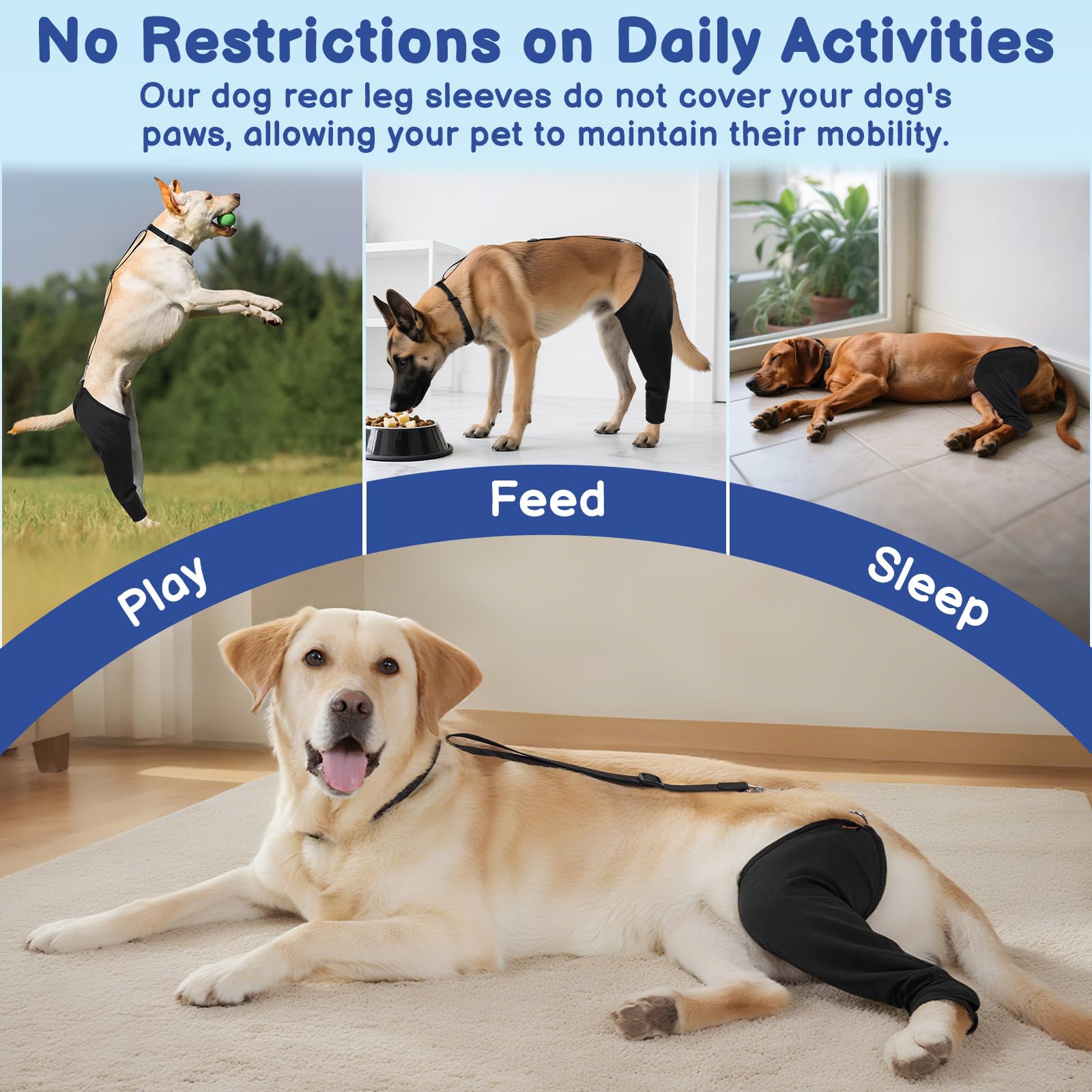 Barkless machine-washable durable-material sleeve for long-lasting, easy-care recovery coverage.