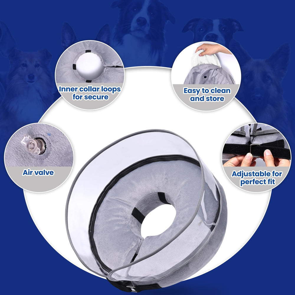 BARKLESS inflation-ready donut collar shown with soft, flexible material
